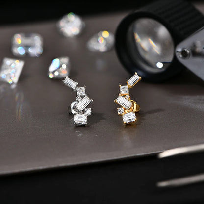 10K 14K 18K Gold Silver Moissanite Stud Earrings