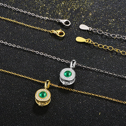 18K Yellow Gold Plated Lab Grown Emerald Gemstone Necklaces