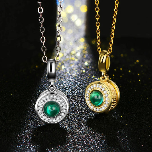 18K Yellow Gold Plated Lab Grown Emerald Gemstone Necklaces