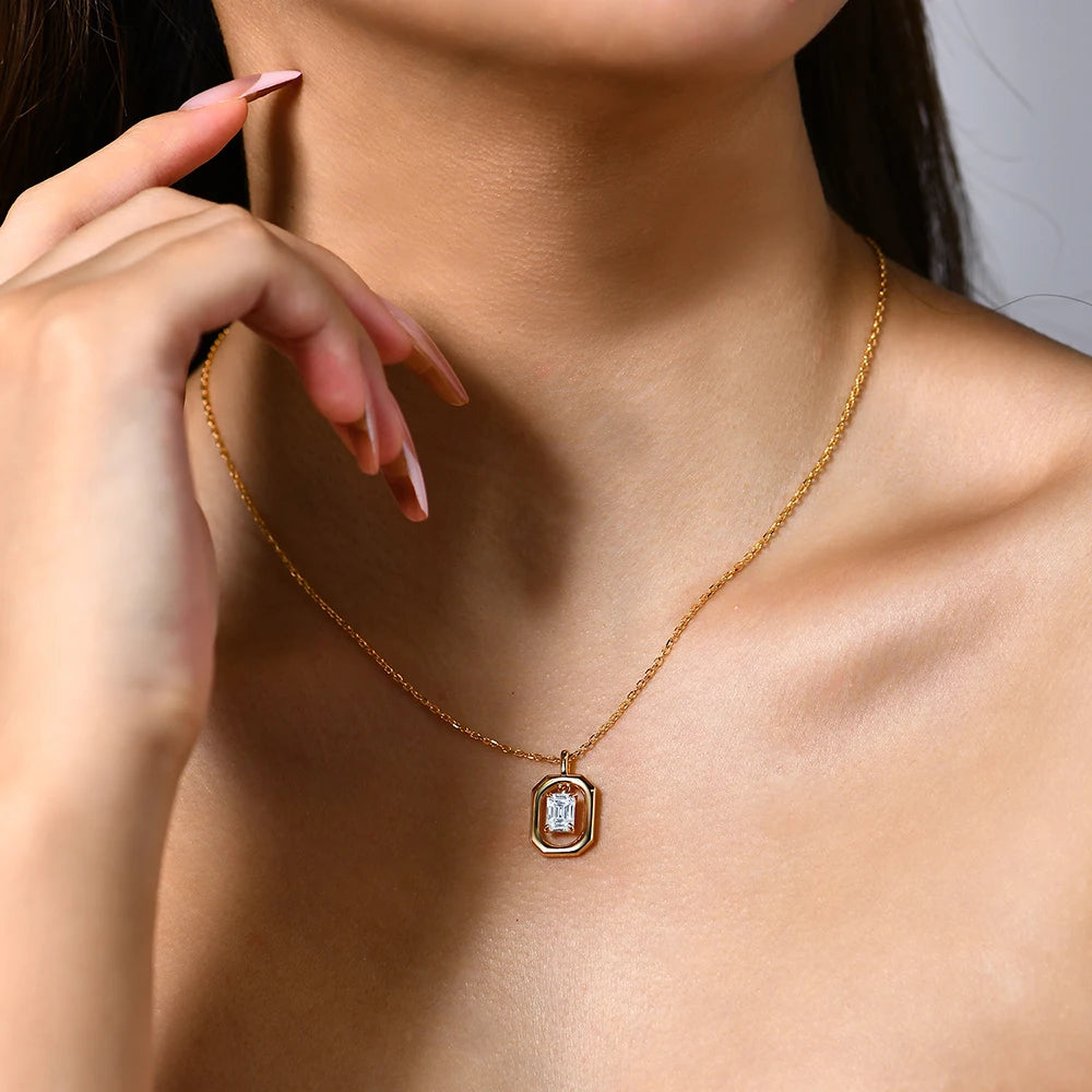 10k 14k 18k Yellow Gold Moissanite Diamond Necklace