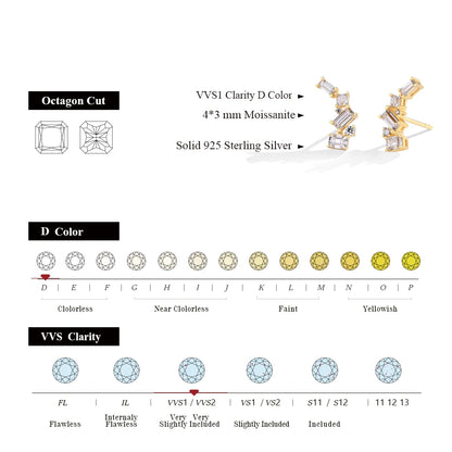 10K 14K 18K Gold Silver Moissanite Stud Earrings
