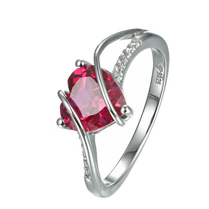 Heart Shape Ruby 925 Sterling Silver Ring