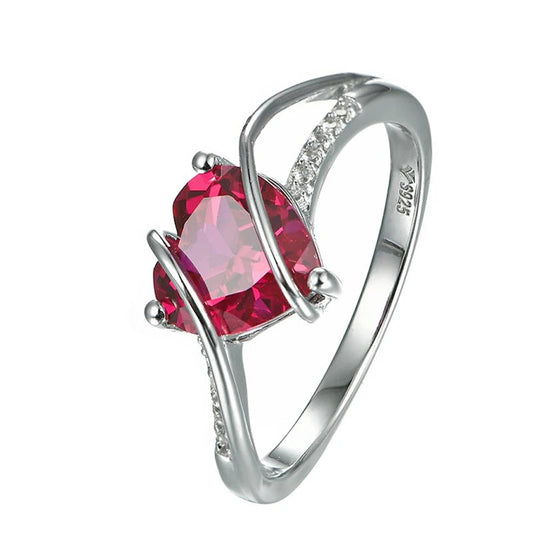 Heart Shape Ruby 925 Sterling Silver Ring