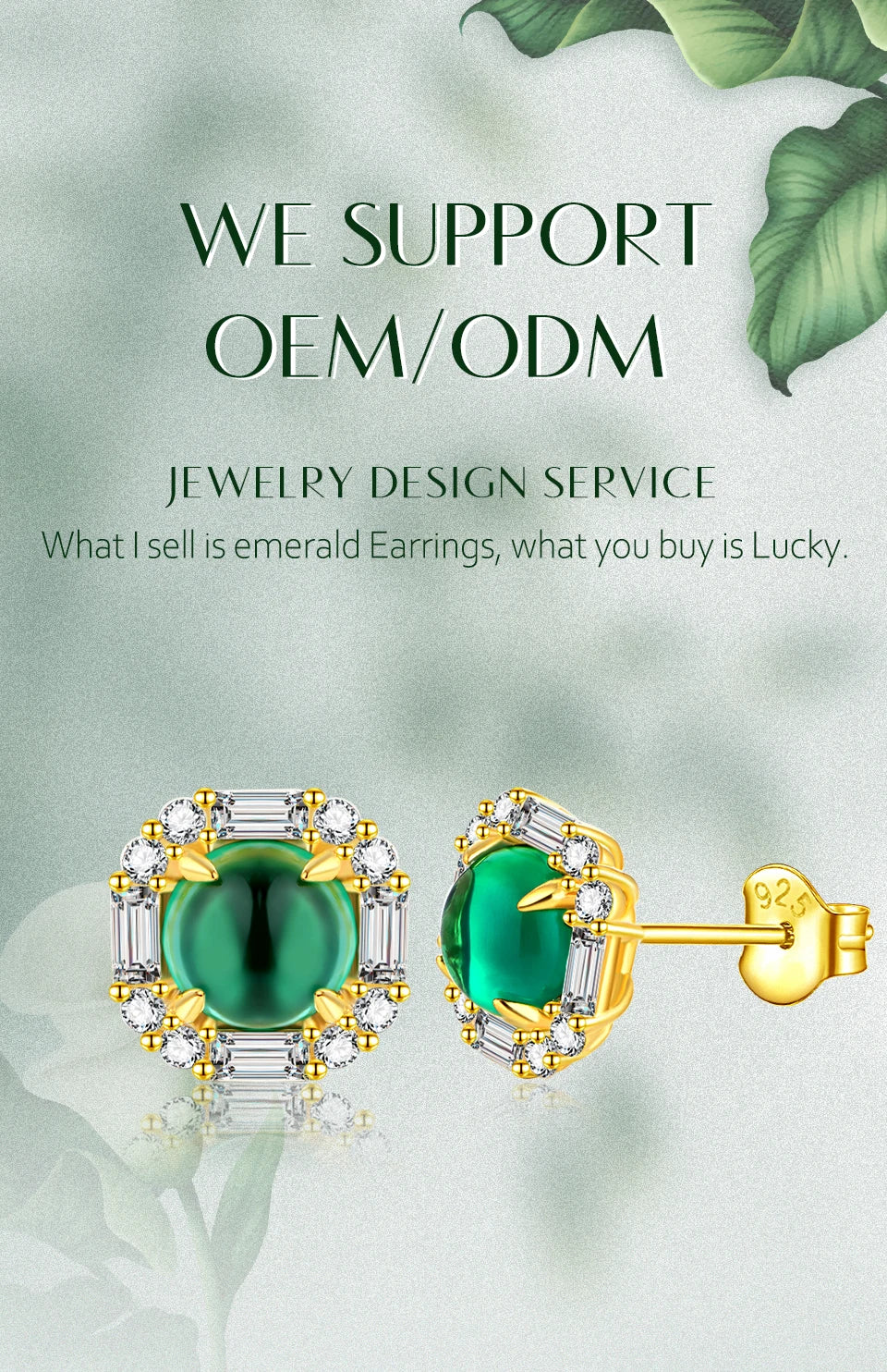 925 Sterling Silver Round Emerald Moissanite Earrings