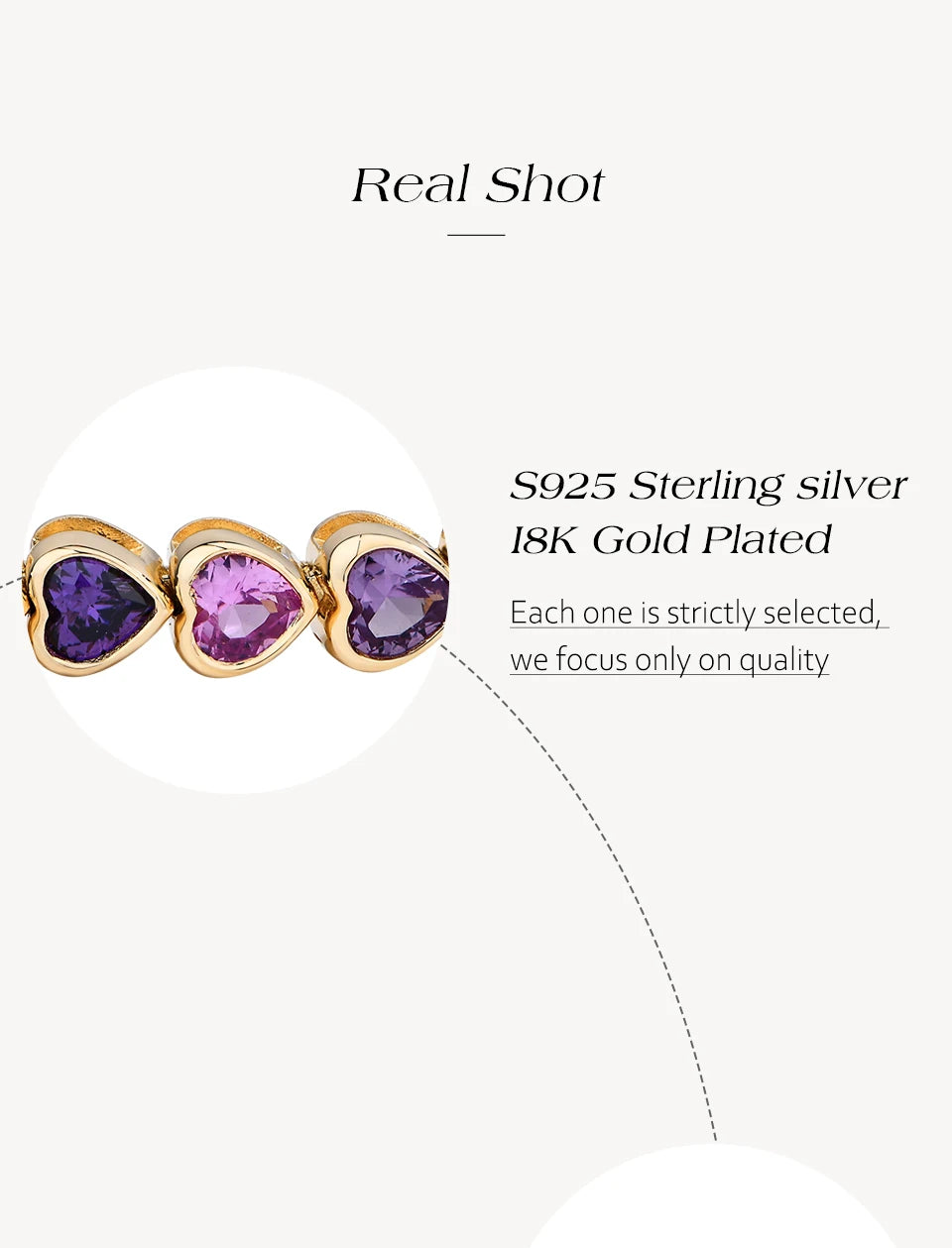 S925 Sterling Silver Heart-shape Sapphire Colorful Bracelet