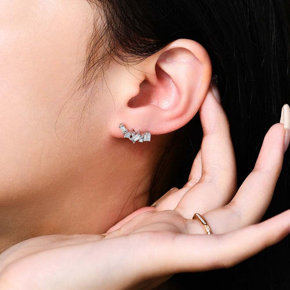10K 14K 18K Gold Silver Moissanite Stud Earrings